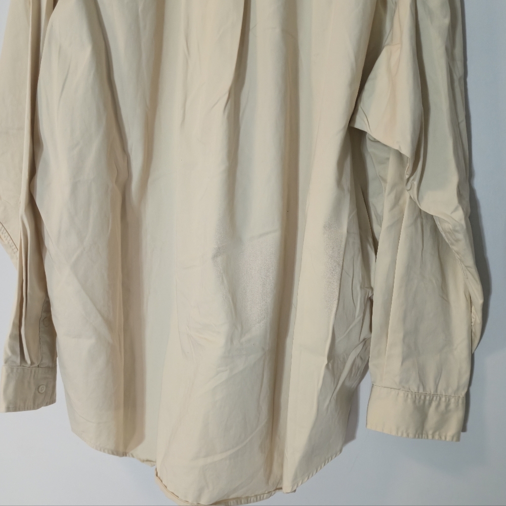 Polo Ralph Lauren XXL Beige Oxford Shirt Made In Canada 90s Vintage - Picture 8 of 12